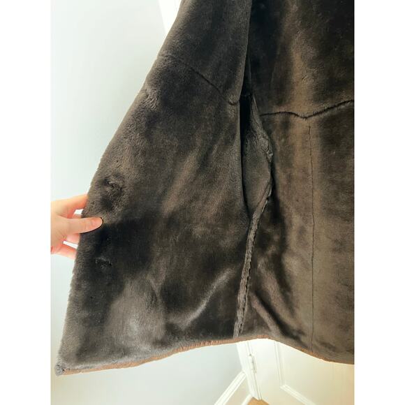 Vintage Guess Women's L Brown Suede Leather Faux Fur Lined Jacket Coat Y2K - Picture 6 of 16